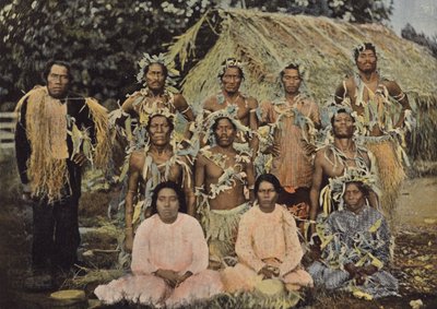 Group of Arorai in Tahiti by European Photographer